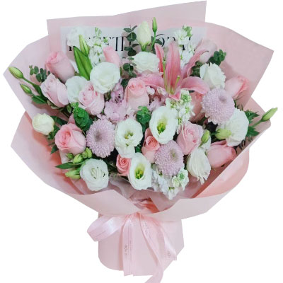 汕头13朵戴安娜粉玫瑰百合，幸福源泉