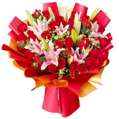 汕头33朵红玫瑰百合，心灵的火花